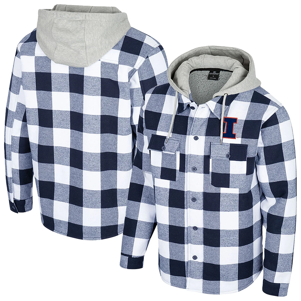 Men's Colosseum Navy/White Illinois Fighting Illini Buffalo Plaid Full-Zip Jacket