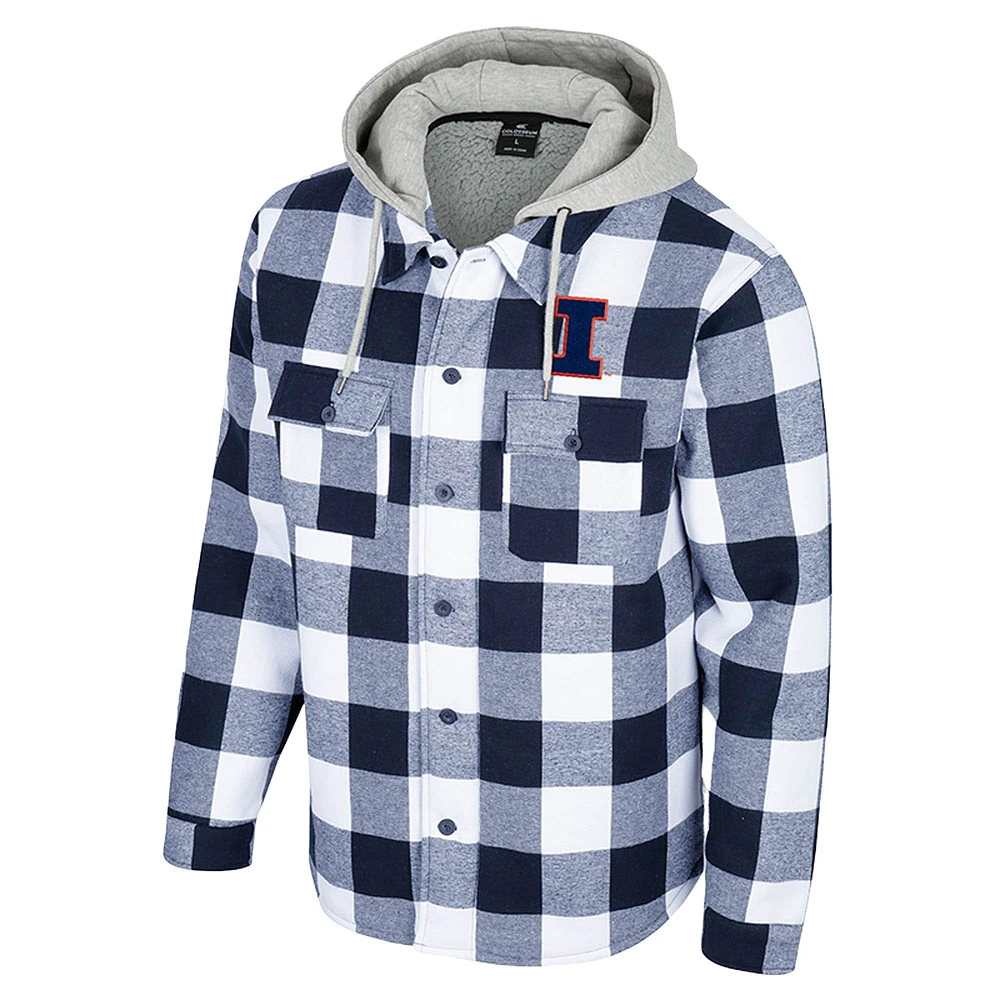 Veste zippée à carreaux Buffalo Illinois Fighting Illini noire/blanche pour homme Colosseum