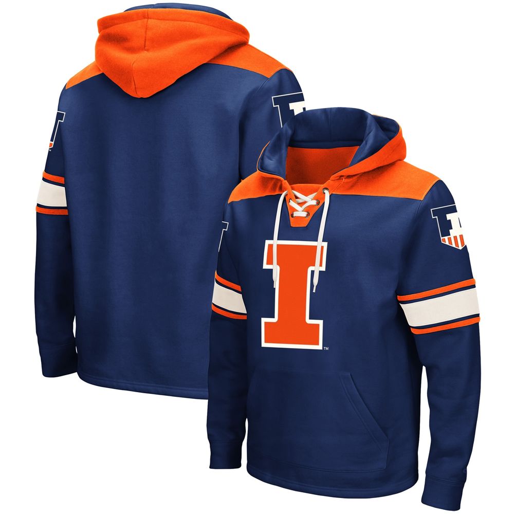 Men's Colosseum Navy Illinois Fighting Illini 2.0 Lace-Up Pullover Hoodie