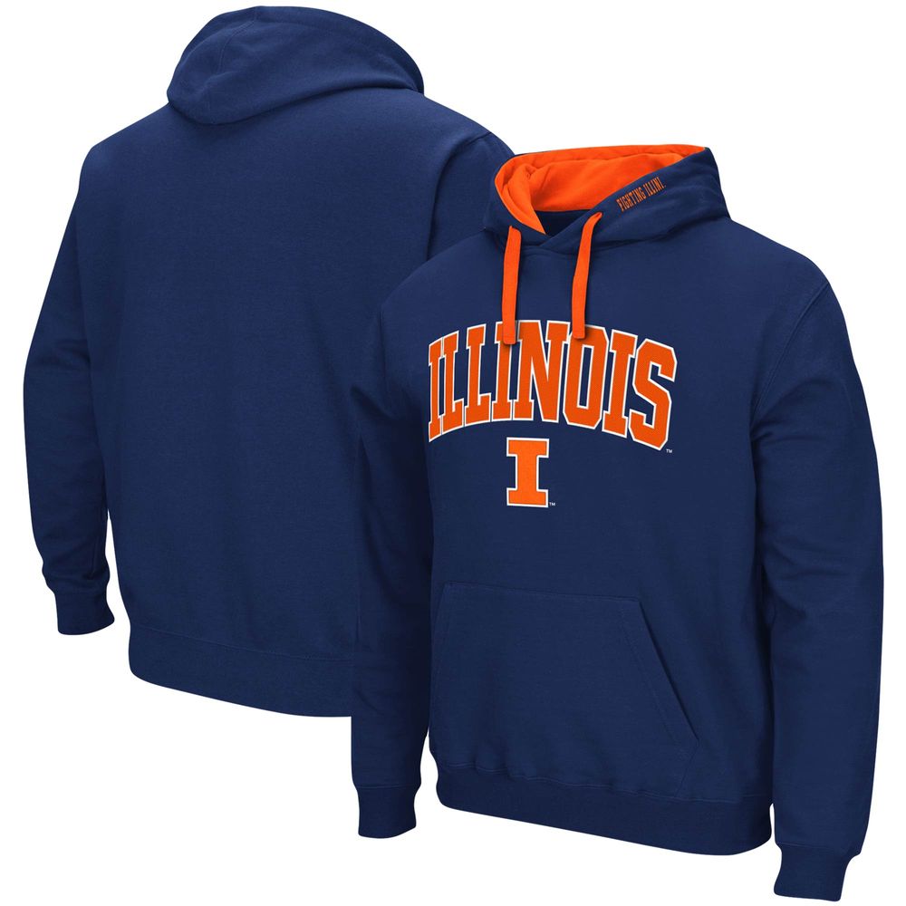 Men's Colosseum Navy Illinois Fighting Illini Big & Tall Arch Logo 2.0 Pullover Hoodie