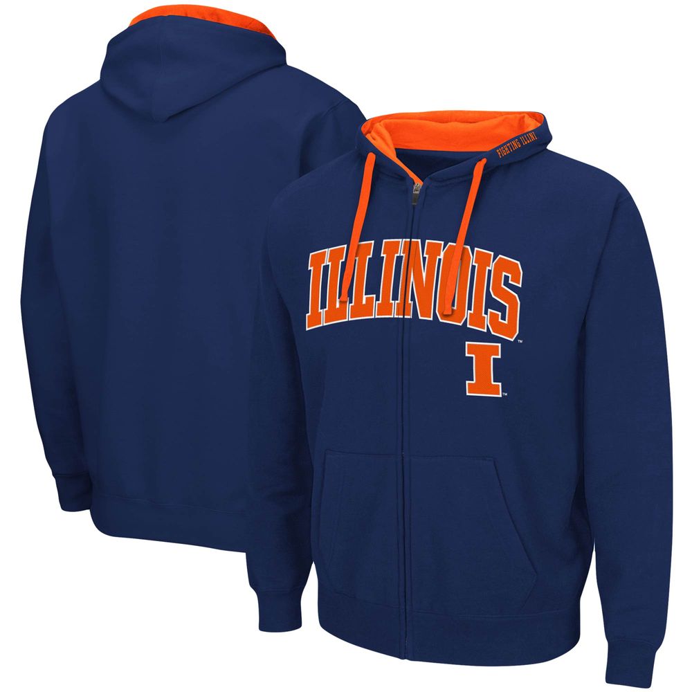 Men's Colosseum Navy Illinois Fighting Illini Big & Tall Full-Zip Hoodie