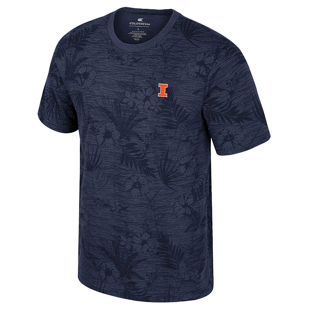 Men's Colosseum Navy Illinois Fighting Illini Floral Printed T-Shirt
