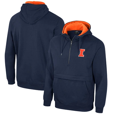 Men's Colosseum Navy Illinois Fighting Illini Half-Zip Hoodie