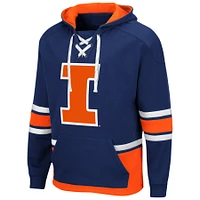 Men's Colosseum Navy Illinois Fighting Illini Lace Up 3.0 Pullover Hoodie
