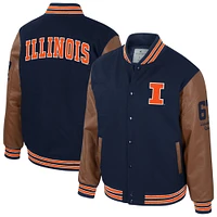 Men's Colosseum  Navy Illinois Fighting Illini Letterman Full-Snap Varsity Jacket