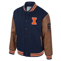 Veste universitaire à boutons-pression Colosseum Navy Illinois Fighting Illini Letterman pour homme