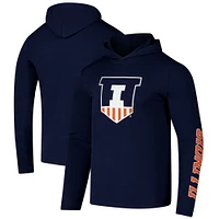 Men's Colosseum Navy Illinois Fighting Illini Logo Lockup Active Blend Long Sleeve  T-Shirt Hoodie