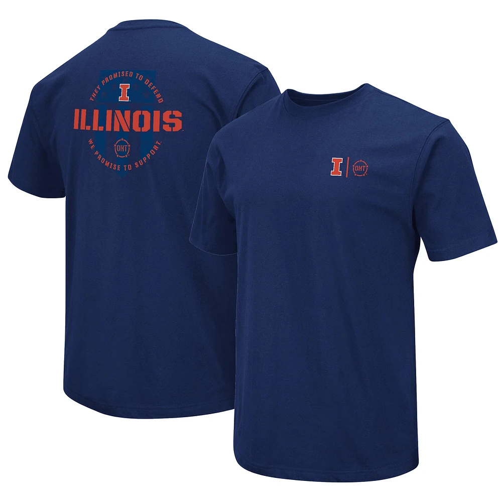 T-shirt d'appréciation militaire Colosseum Navy Illinois Fighting Illini OHT pour homme