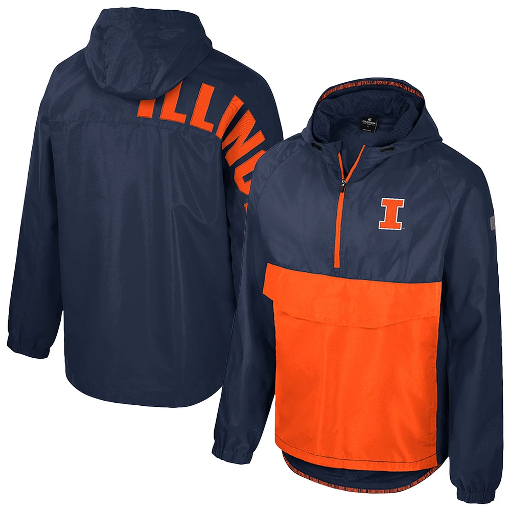 Men's Colosseum  Navy Illinois Fighting Illini Reloaded Anorak Half-Zip Jacket