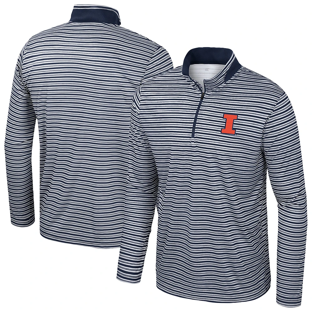 Haut rayé à glissière quart de tour pour homme Colosseum Navy Illinois Fighting Illini