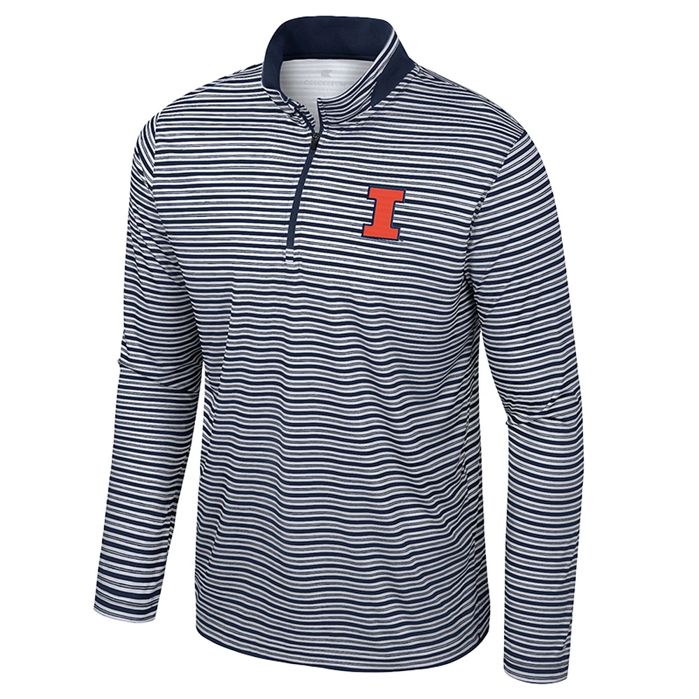 Haut rayé à glissière quart de tour pour homme Colosseum Navy Illinois Fighting Illini