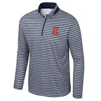 Haut rayé à glissière quart de tour pour homme Colosseum Navy Illinois Fighting Illini