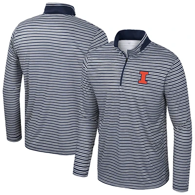 Haut rayé à glissière quart de tour pour homme Colosseum Navy Illinois Fighting Illini