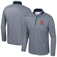 Haut rayé à glissière quart de tour pour homme Colosseum Navy Illinois Fighting Illini