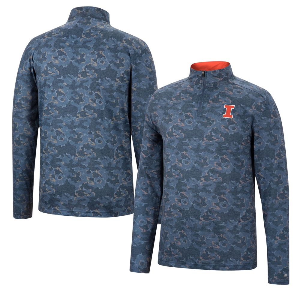 Men's Colosseum Navy Illinois Fighting Illini Tivo Quarter-Zip Jacket