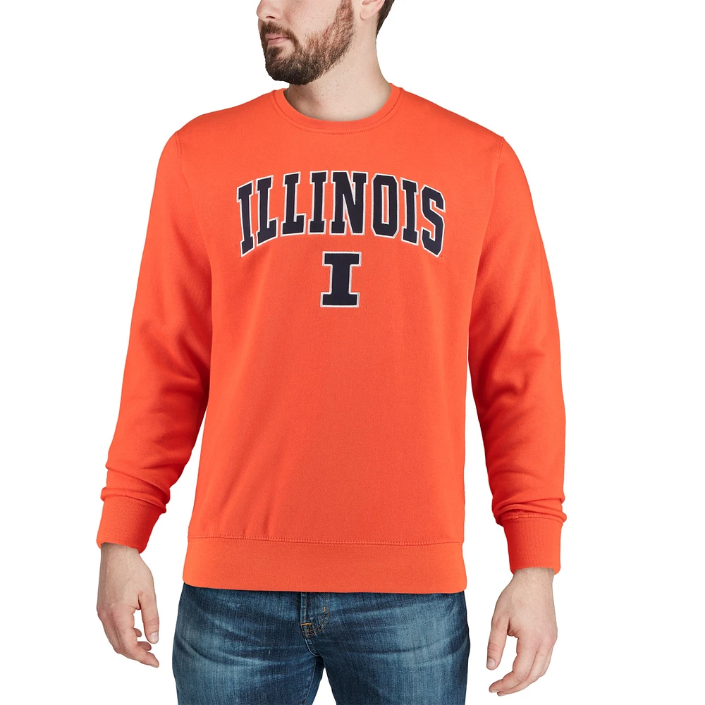 Men's Colosseum Orange Illinois Fighting Illini Arch & Logo Crew Neck Sweatshirt