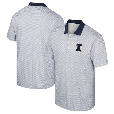 Men's Colosseum White/Navy Illinois Fighting Illini Print Stripe Polo