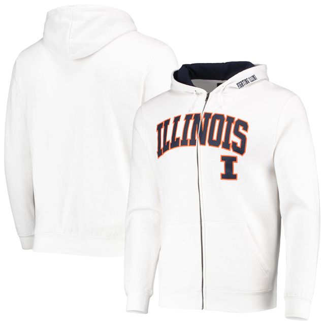 Sweat à capuche entièrement zippé Colosseum Illinois Fighting Illini Arch & Logo 3.0 pour homme, blanc