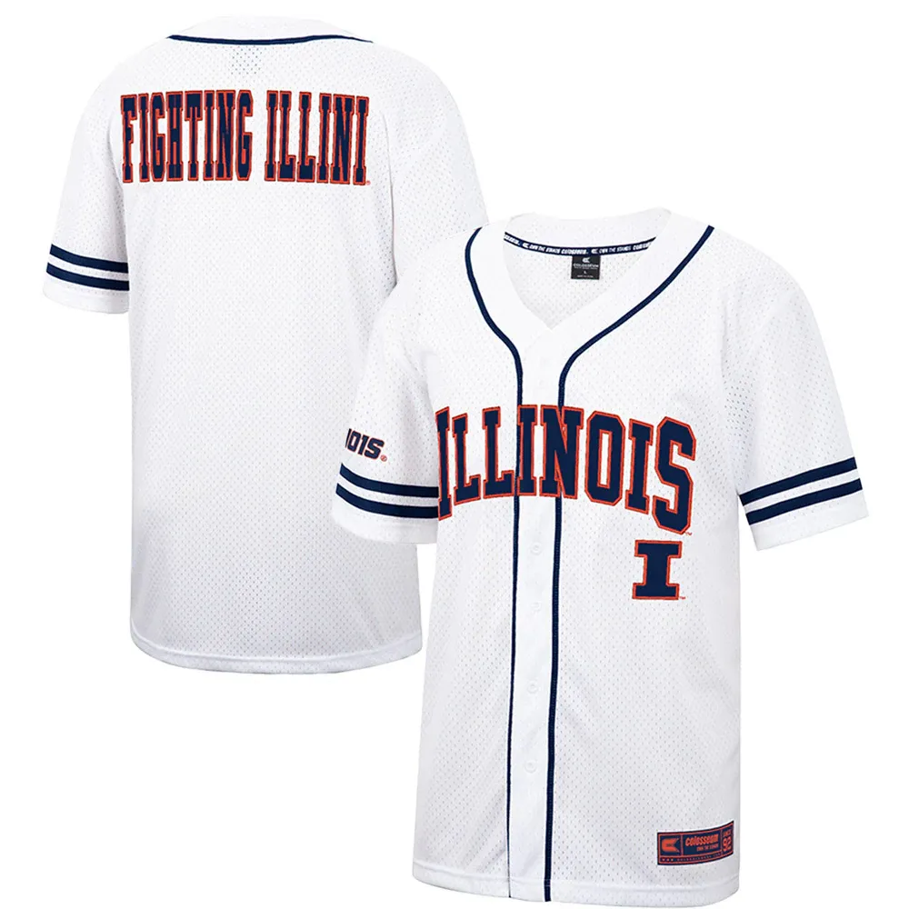 Maillot de baseball boutonné en maille Free Spirited Colosseum White Illinois Fighting Illini pour hommes