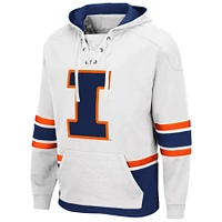 Men's Colosseum White Illinois Fighting Illini Lace Up 3.0 Pullover Hoodie
