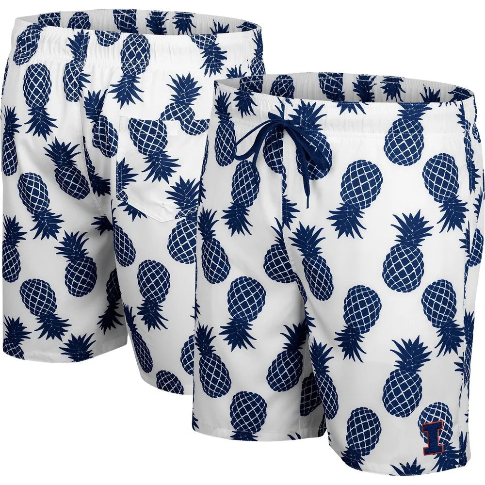 Men's Colosseum White Illinois Fighting Illini Pineapples Swim Shorts