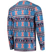 Men's Concepts Sport Blue Illinois Fighting Illini Ugly Sweater Long Sleeve T-Shirt and Pants Sleep Set