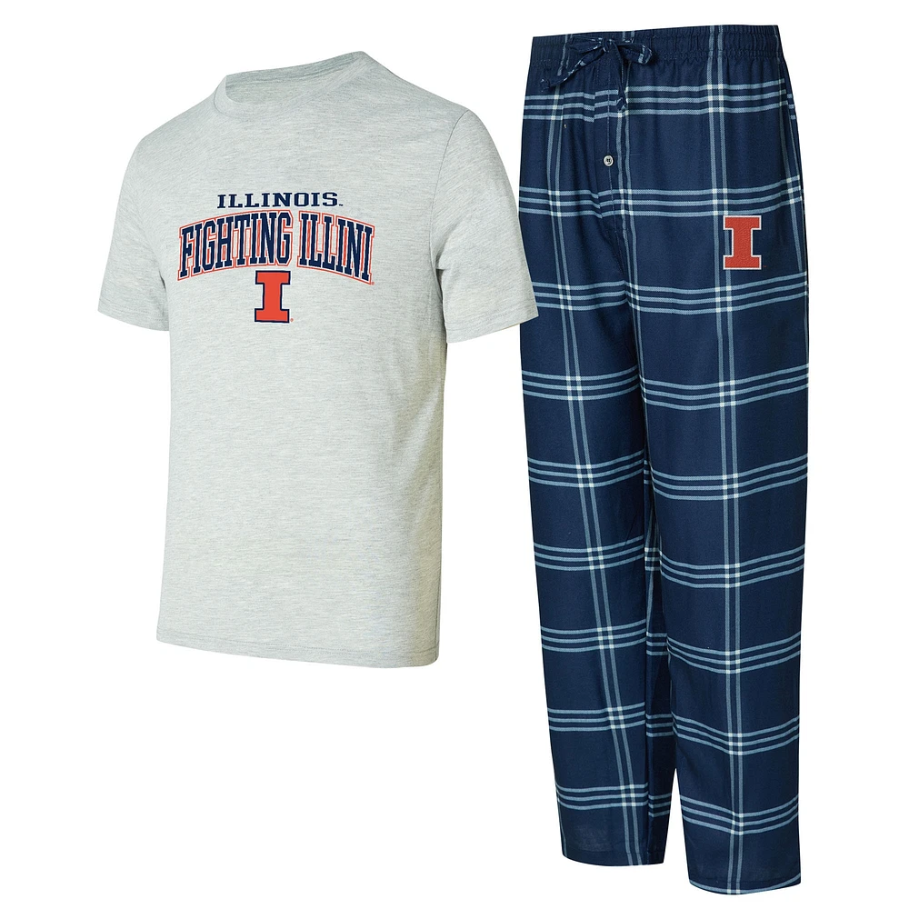 Men's Concepts Sport Navy/Gray Illinois Fighting Illini T-Shirt & Pants Sleep Set