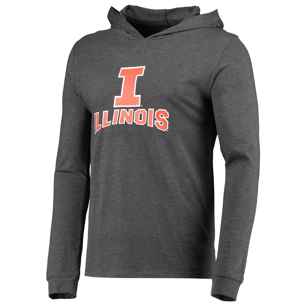 Men's Concepts Sport Navy/Heather Charcoal Illinois Fighting Illini Meter Long Sleeve Hoodie T-Shirt & Jogger Pajama Set