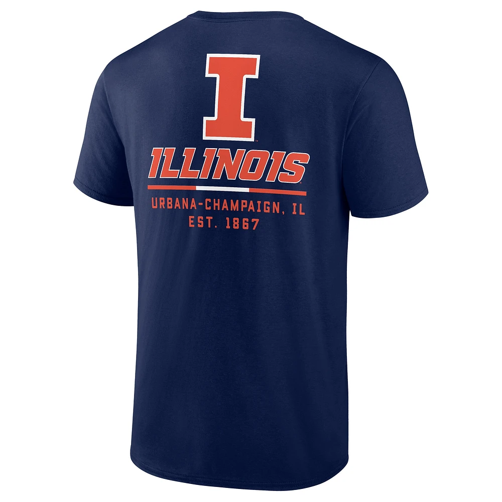 Men's Fanatics Navy Illinois Fighting Illini Game Day 2-Hit T-Shirt