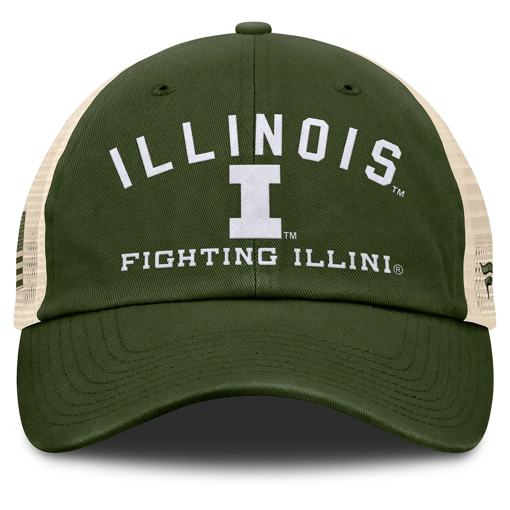Men's Fanatics Olive Illinois Fighting Illini OHT Military Appreciation Frontier Trucker Adjustable Hat