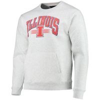 Men's League Collegiate Wear Heathered Gray Illinois Fighting Illini Upperclassman Pocket Pullover Sweatshirt