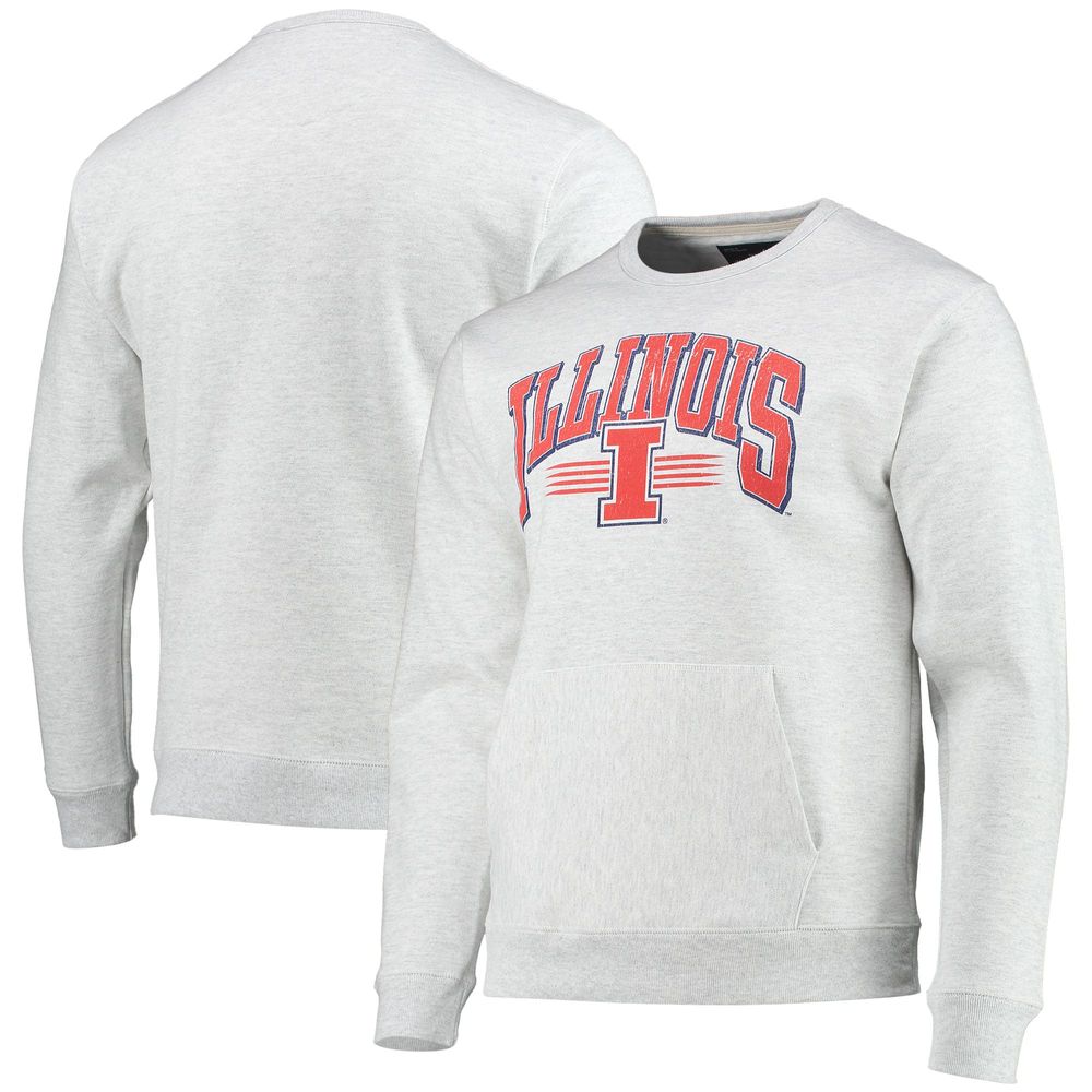 Men's League Collegiate Wear Heathered Gray Illinois Fighting Illini Upperclassman Pocket Pullover Sweatshirt