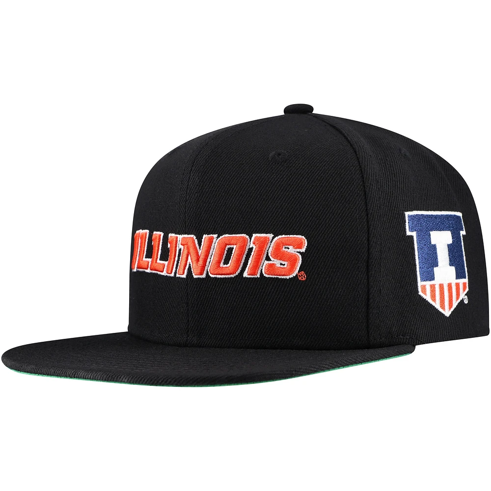 Men's Mitchell & Ness  Black Illinois Fighting Illini Triple Play Snapback Hat