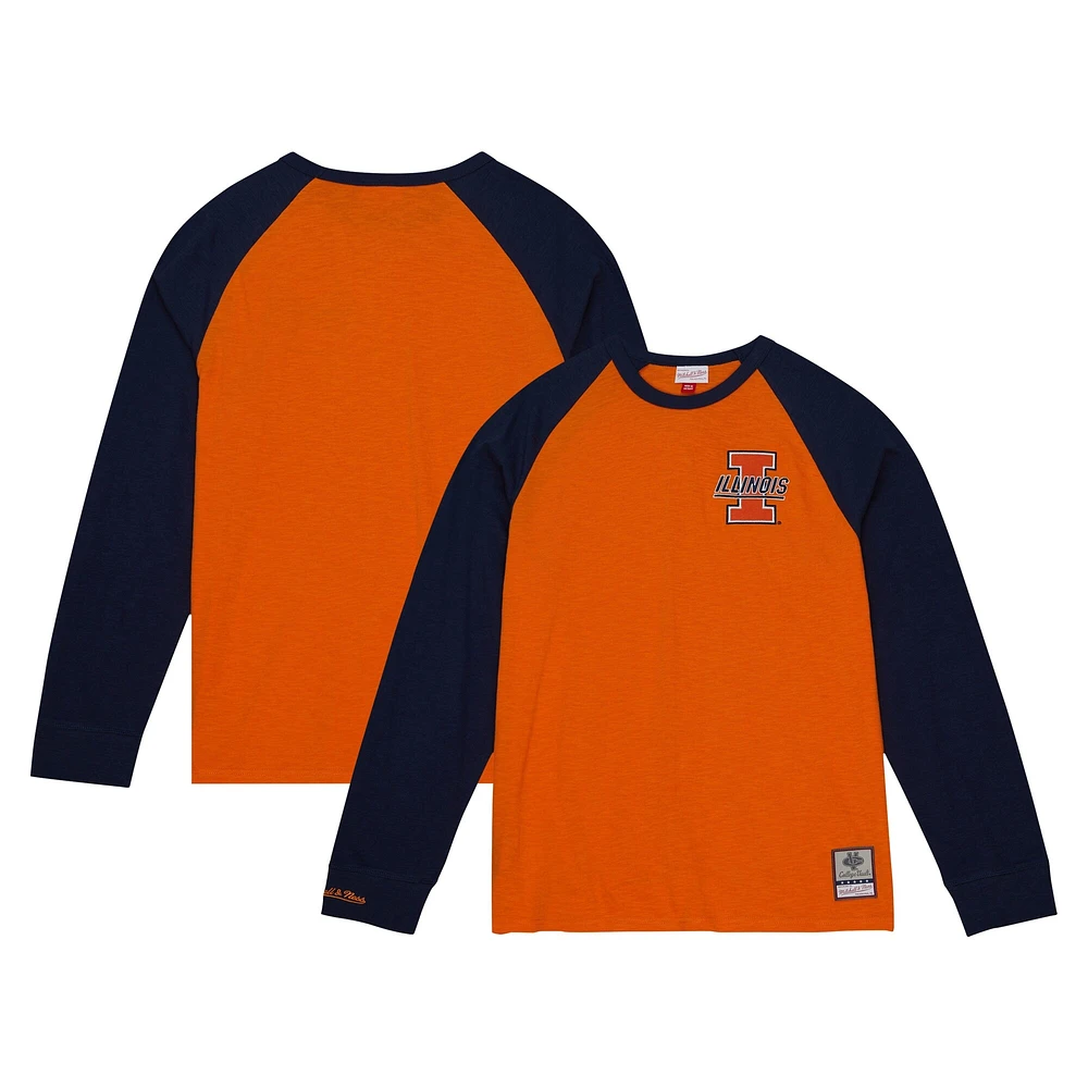 Mitchell & Ness Orange Illinois Fighting Illini Legendary Slub Raglan T-shirt à manches longues pour hommes