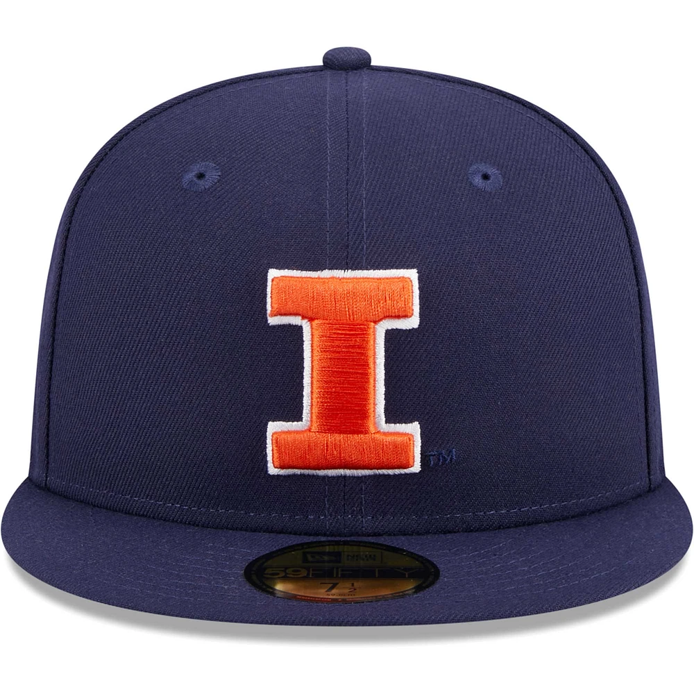 Men's New Era Navy Illinois Fighting Illini 59FIFTY Fitted Hat
