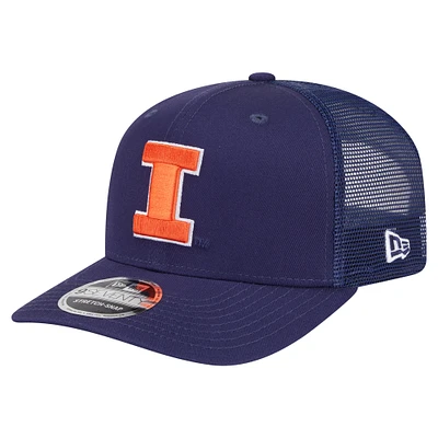 Men's New Era Navy Illinois Fighting Illini Primary 9SEVENTY Trucker Stretch-Snap Hat