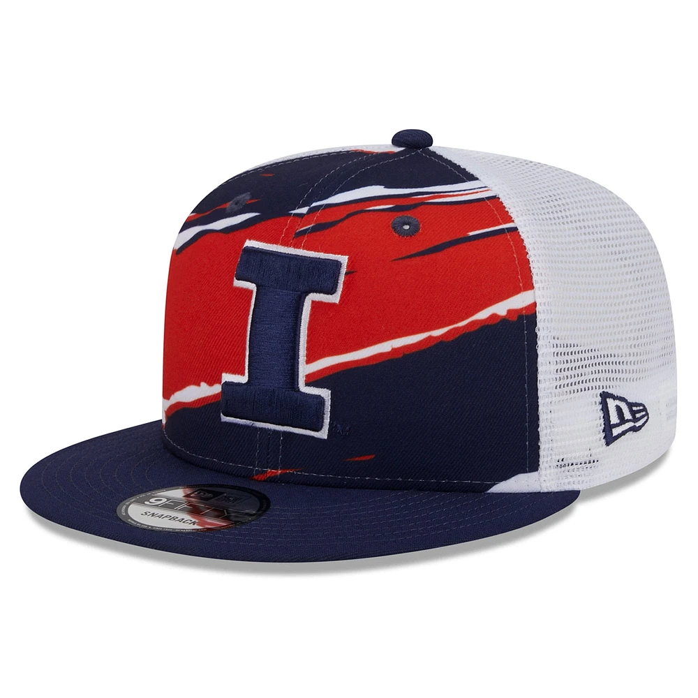 Casquette snapback New Era Illinois Fighting Illini Tear Trucker 9FIFTY pour homme bleu marine