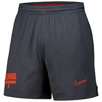 Short Nike Illinois Fighting Illini 2024 Sideline en maille anthracite pour homme