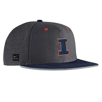 Men's Nike Anthracite Illinois Fighting Illini 2025 On-Field True Performance Baseball Fitted Hat