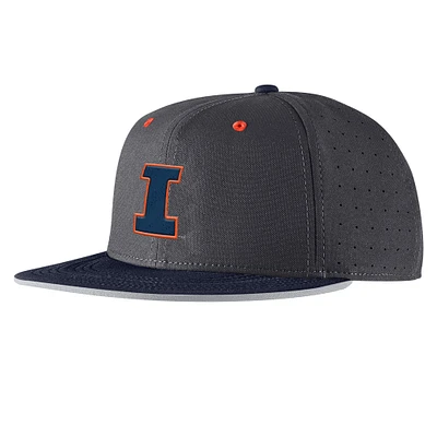 Men's Nike Anthracite Illinois Fighting Illini 2025 On-Field True Performance Baseball Fitted Hat