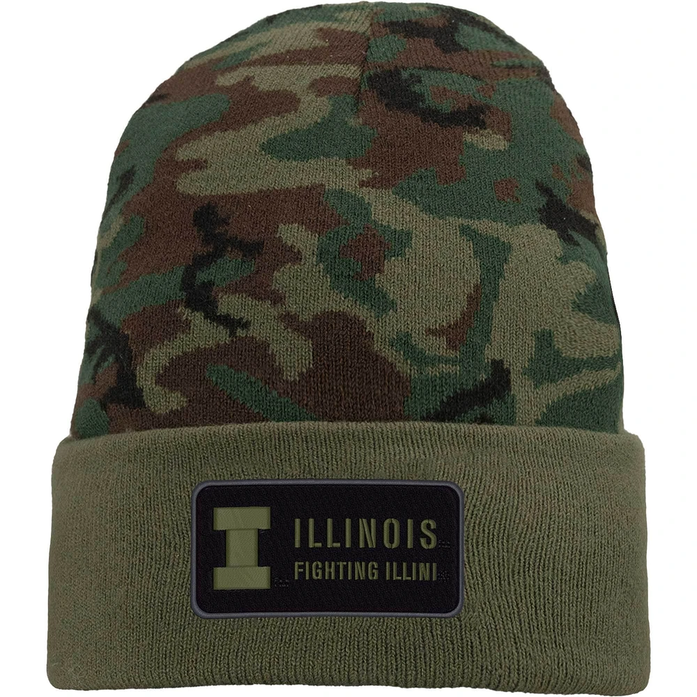 Bonnet en tricot à revers Nike Camo Illinois Fighting Illini Military Pack pour homme