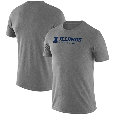 T-shirt Nike pour homme gris chiné Illinois Fighting Illini Changeover Legend