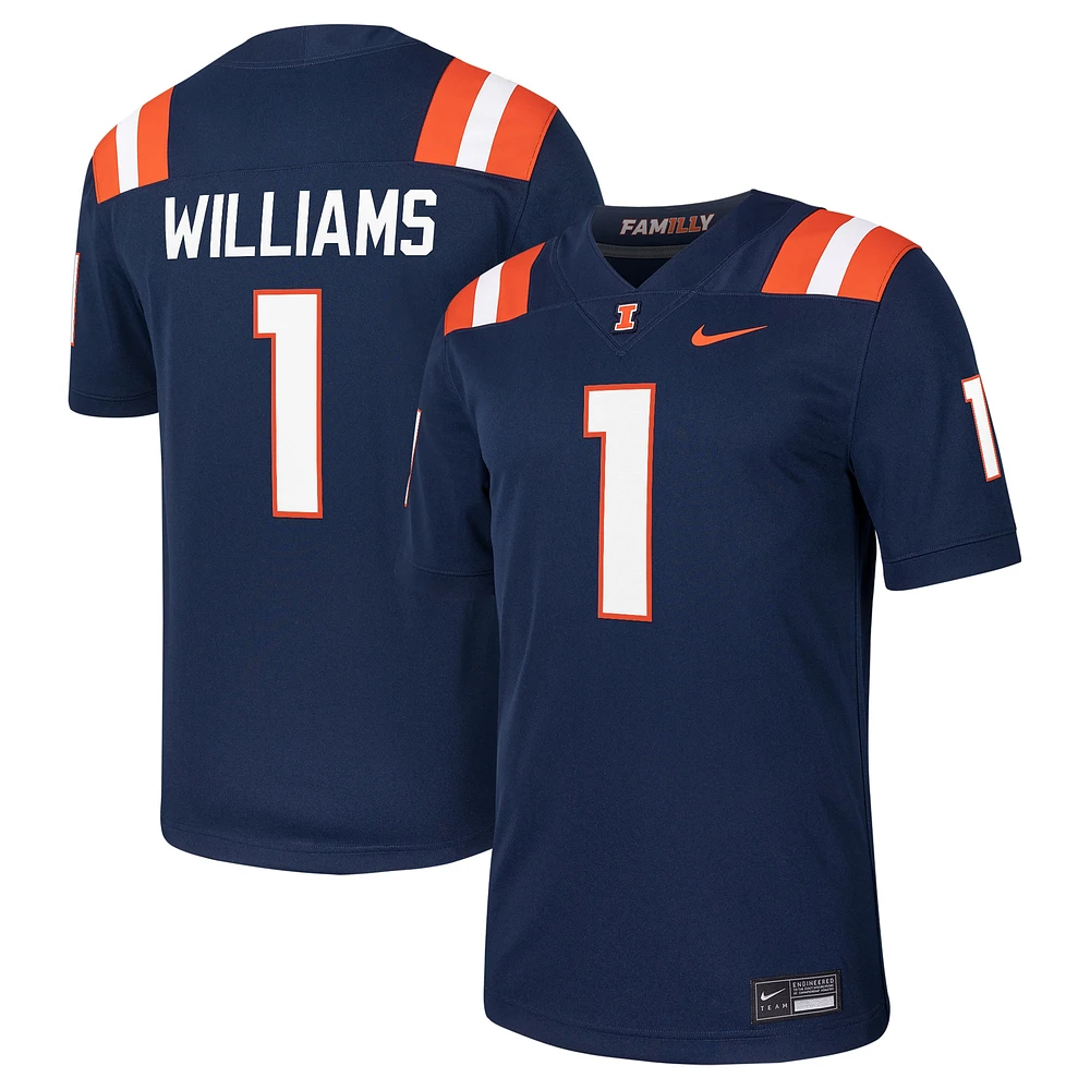 Men's Nike Isaiah Williams Navy Illinois Fighting Illini NIL Football Game Jersey