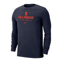 T-shirt à manches longues Nike Illinois Fighting Illini Changeover pour homme, bleu marine