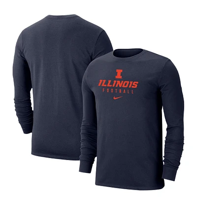 T-shirt à manches longues Nike Illinois Fighting Illini Changeover pour homme, bleu marine