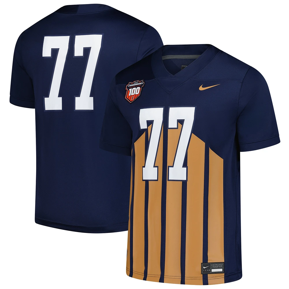 Men's Nike #77 Navy Illinois Fighting Illini Untouchable Replica Football Jersey