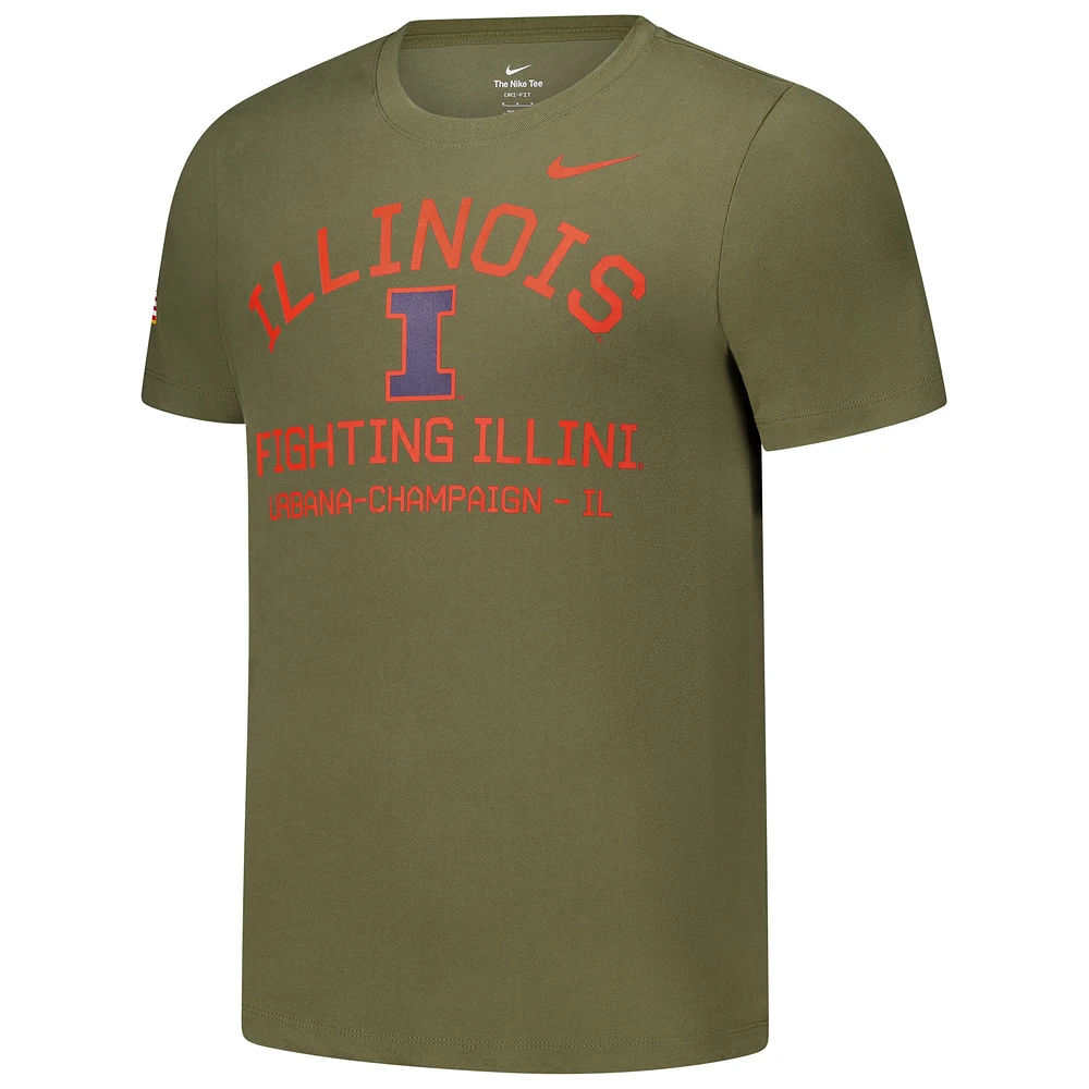 Men's Nike  Olive Illinois Fighting Illini 2024 Military Appreciation Performance T-Shirt