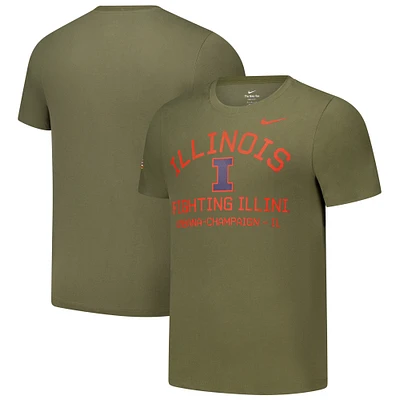 T-shirt de performance Nike Olive Illinois Fighting Illini 2024 Military Appreciation pour homme