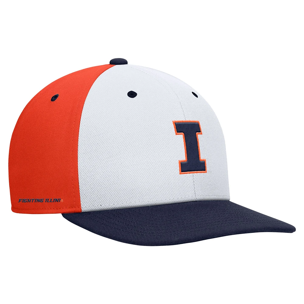 Men's Nike White/Orange Illinois Fighting Illini Pro Performance Snapback Hat