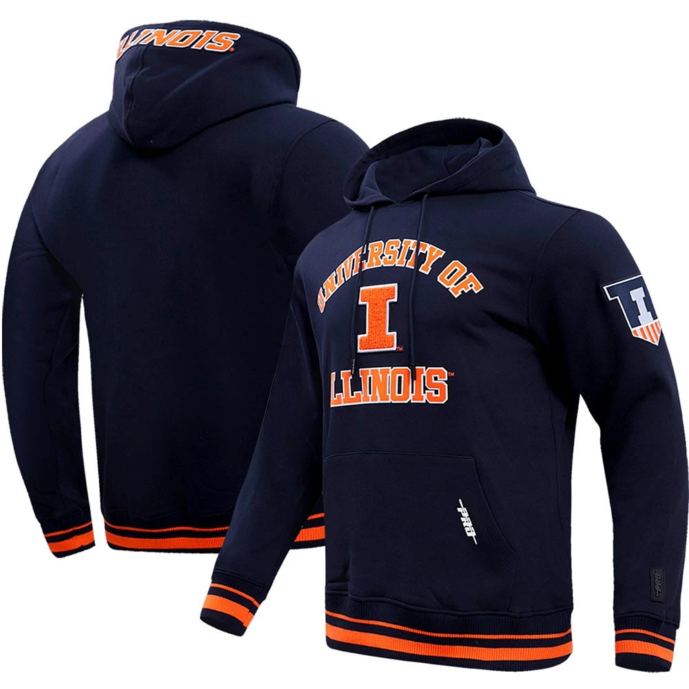 Men's Pro Standard Navy Illinois Fighting Illini Classic Stacked Logo Pullover Hoodie